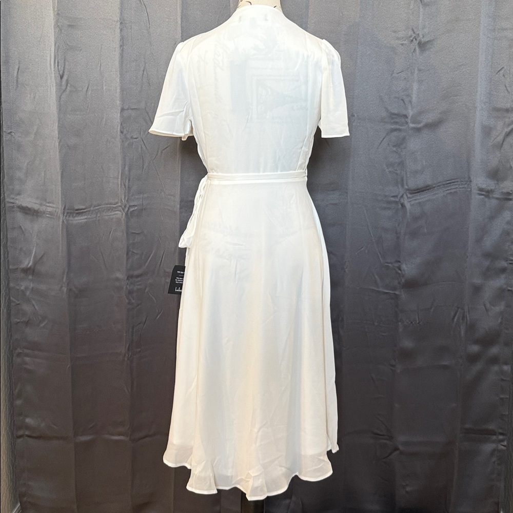 LULUS BRAND NEW Elegant White Wrap Dress - Picture 6 of 7